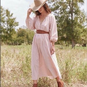 The GREAT Women’s Derby Cotton Oversize Midi Dress In Sunset Stripe 2 Med New